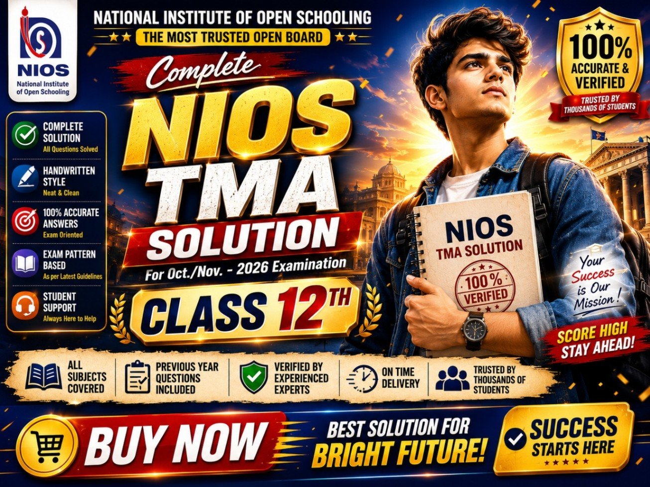 NIOS SOLVED TMA For October 2026 Public Examination For ( Class 12)